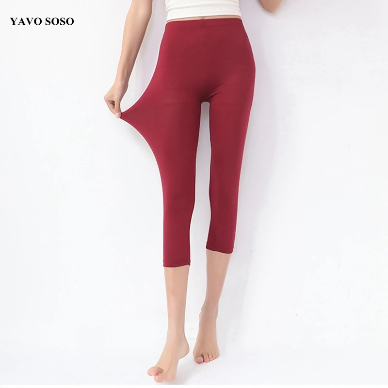 

YAVO SOSO Women leggings Summer style Bamboo Fiber fertilizer Plus size 7XL Big Size candy color women's pants