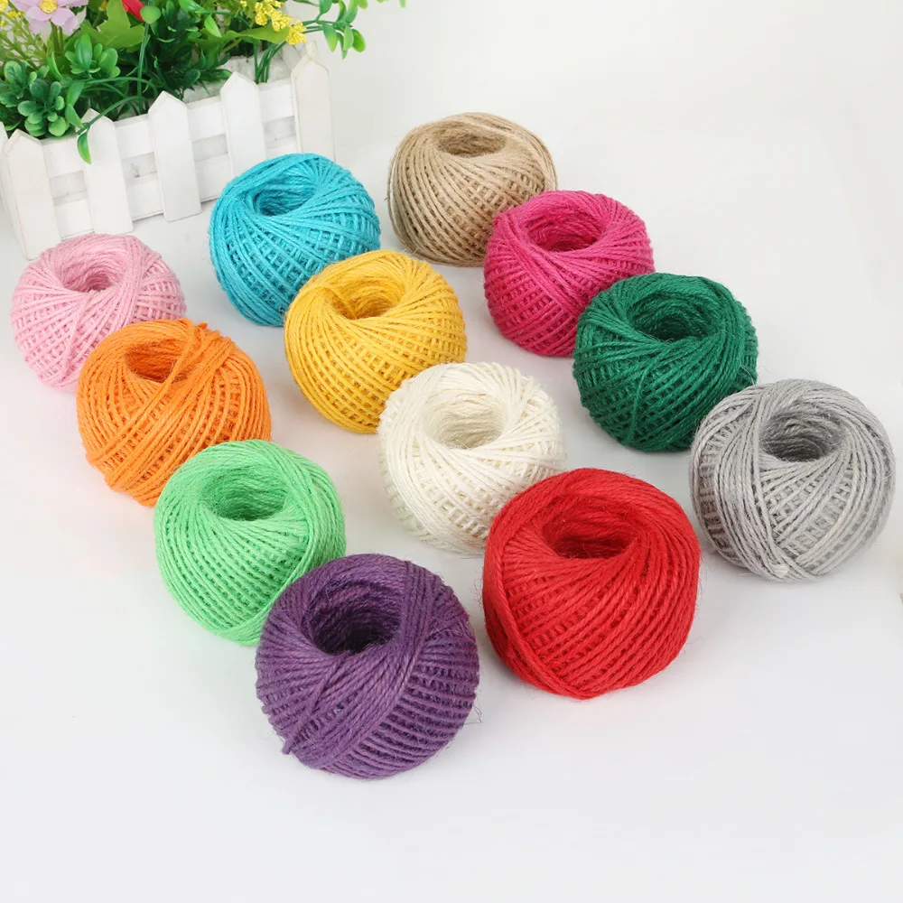 Fashion Dia 2mm 50M/Roll burlap Rope Natural Jute Twine Burlap String Hemp Rope Wedding Gift Wrapping Cords Thread Mix 17 Colors