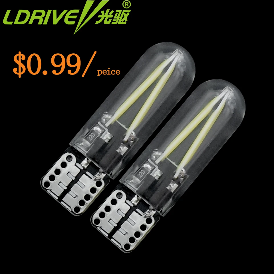 1pair Glass Bulb W5w 12v Car Styling Car Auto Led Glass T10 194 Led