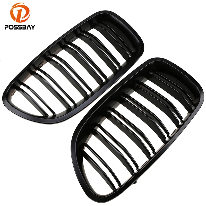 Best POSSBAY Matte Black Double Slats Bumper Center Grilles for BMW 5 Series F11 520i 523i 525d Touring 2010 2016 Kidney Hood Grills