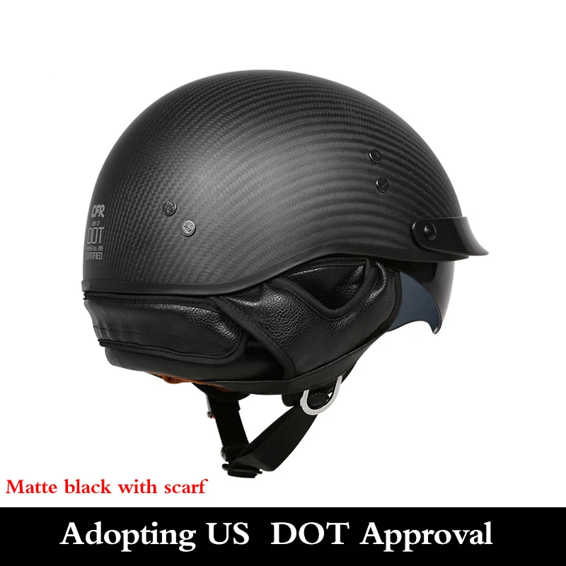 Мотоциклетный шлем Harley оболочки из углеродного волокна для мопеда и мотокросса в винтажном стиле реактивный шлем 1/2 Ретро половина шлем внутренняя козырек protive шестерни - Цвет: matte black scarf