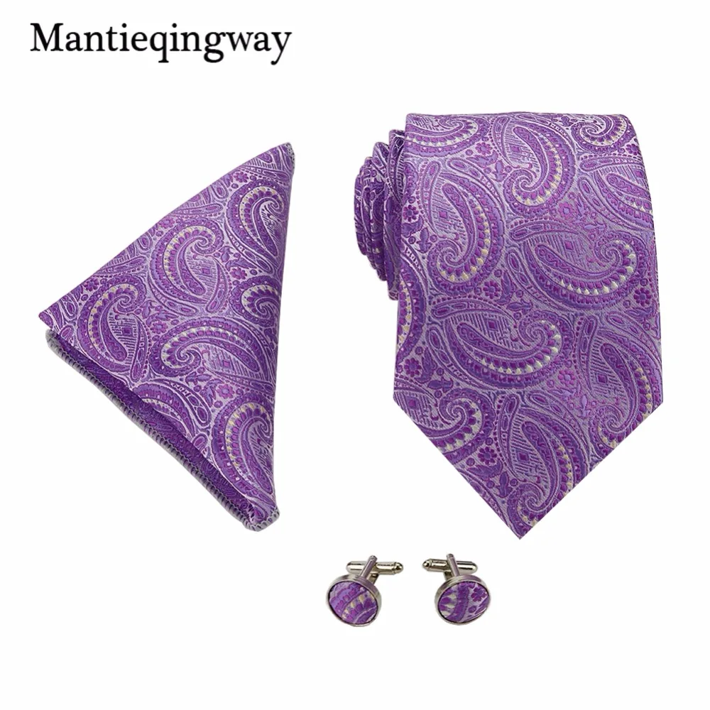 Mantieqingway 20 цветов галстук Hanky запонки наборы для мужчин полиэстер Пейсли Цветочные шеи галстук мужской, карманный, квадратный платок