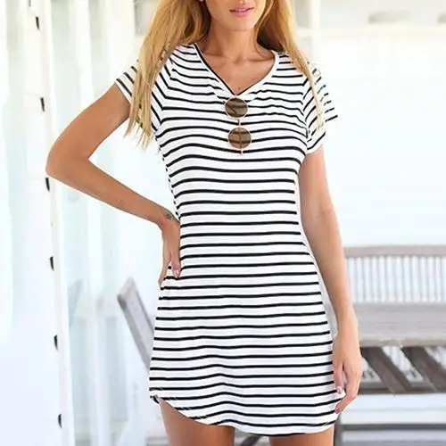 navy striped dress
