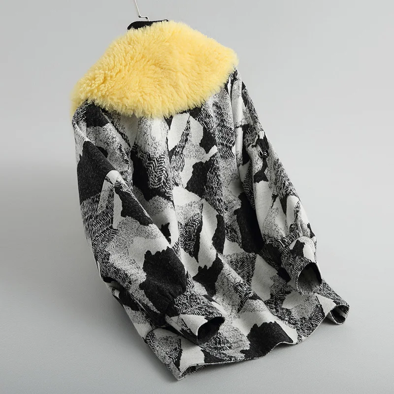 Fourrure Gris Et Parka Turn 18032 Wyq1799 Coton down 2019 Femmes Col Réel Agneau D'hiver Laine Chaud Tussah Soie Manteau Doublure En Ayunsue qz1tUvq