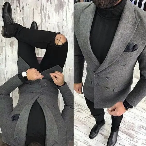 latest coat designs grey tweed men only jacket slim fit double