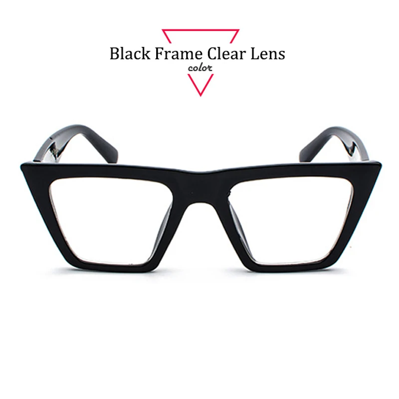 ALOZ MICC, модные женские очки кошачий глаз, оправа, индивидуальная большая оправа, прозрачные линзы, очки для женщин,, трендовая оправа для очков, Q483 - Цвет оправы: Black Frame Clear