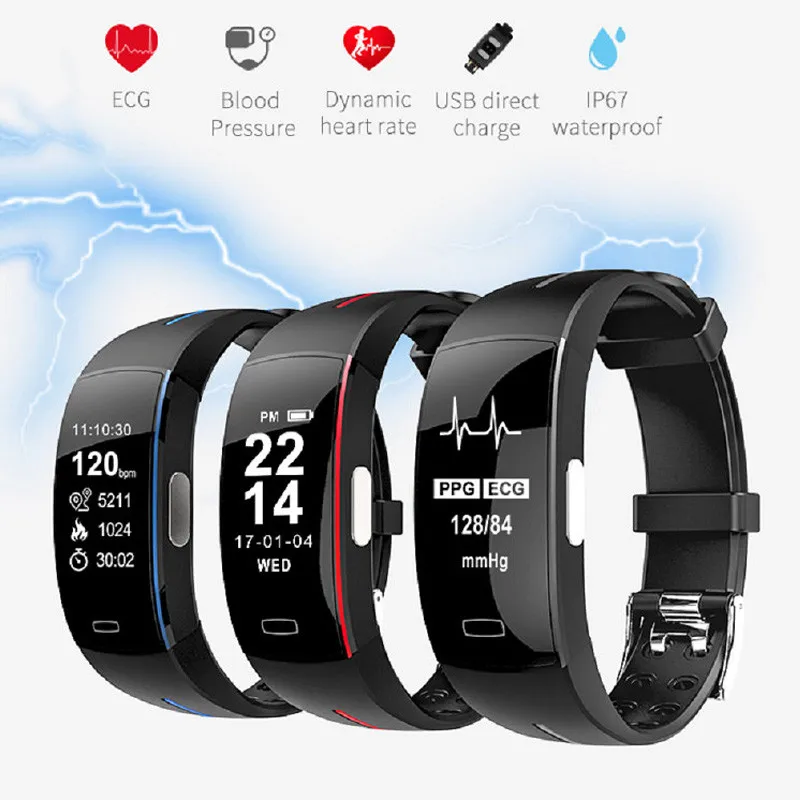 JQAIQ Hot Sell Smart Wristband Fitness Tracker Ppg Ecg Smart Bracelet Blood Pressure Measurement Dynamic Color Screen Smart Band