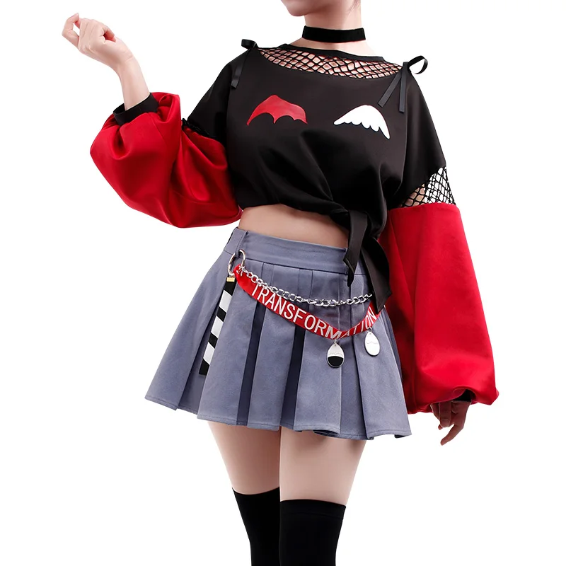 

Tsukiyomi Utau Shugo Chara Anime Cosplay Tsukiyomi Utau Wine chocolate fashion daiky suit cosplay costume cropt top skirt