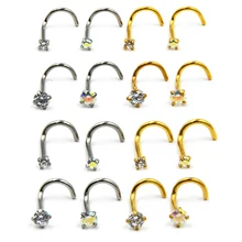 1 шт., набор из нержавеющей стали с золотым анодированным зубцом, циркониевое кольцо для пирсинга, ювелирные изделия для тела, фиксаторы