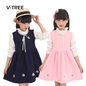 

V-TREE New Girls Clothing Teenage Girls Dress Girls School Dress Wear preppy Kids Fashion Full Sleeve Princess Dress 3-12 Years