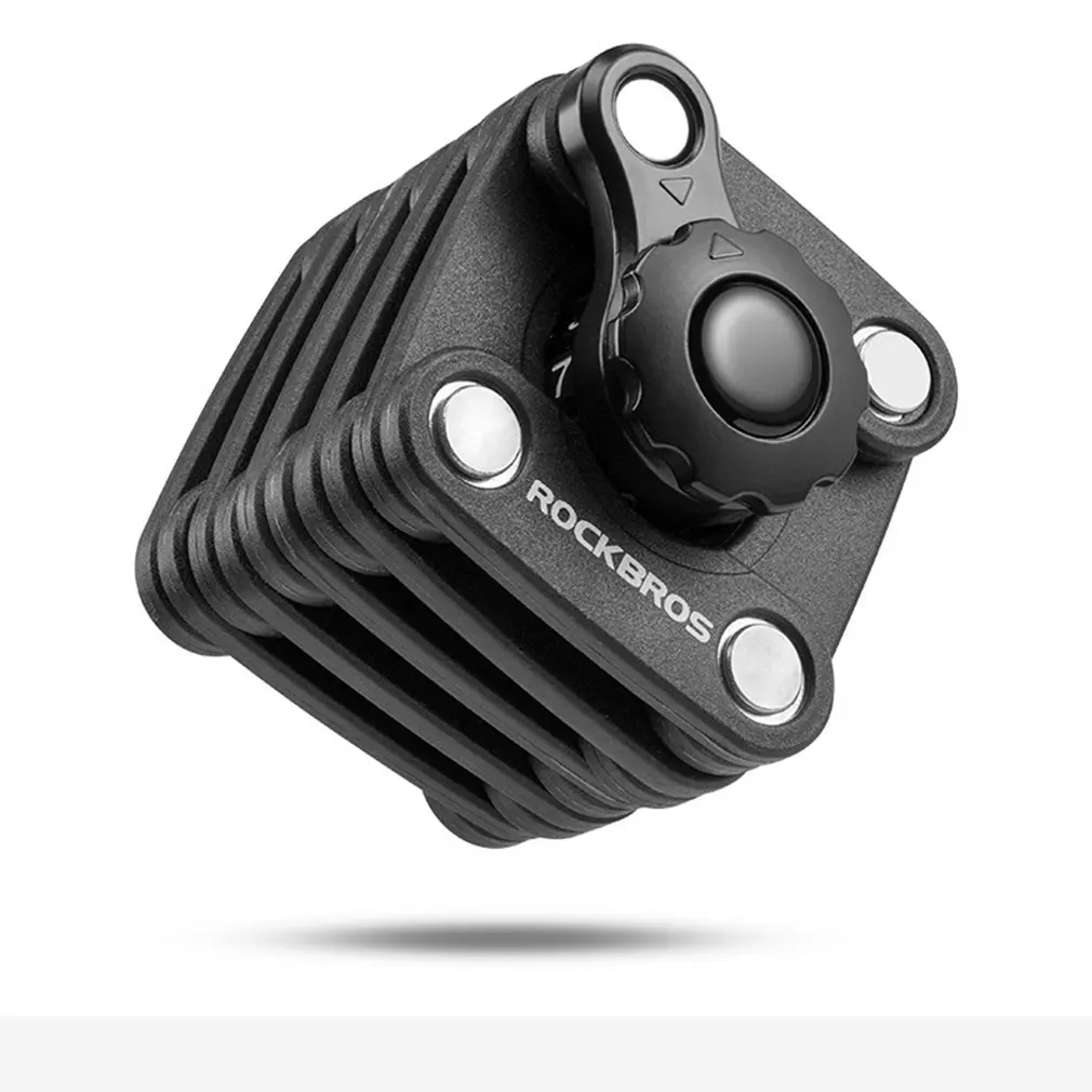 

ROCKBROS Mini Portable Foldable Bike Lock Strong Security Anti-theft Bicycle Lock Mountain Road Bike Lock Hot Sale Dropshipping