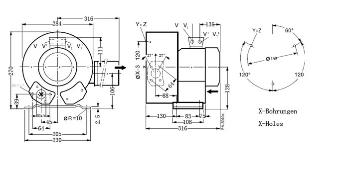 EXW 2RB220-7AH26 0.7KW мини давление двойной этап кольцо воздуходувки/вакуумный насос/воздуходувки для сточных вод и ЧПУ Маршрутизатор машины