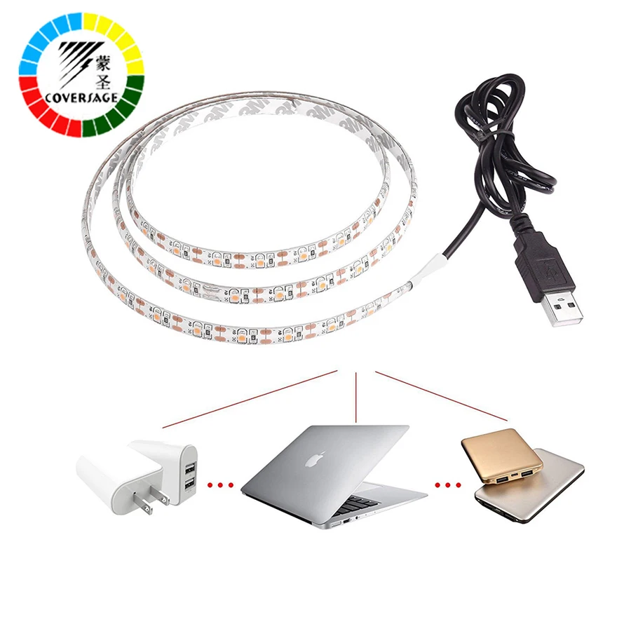 #Best Coversage RGB USB 5050 Led Strip DC 5V 30Leds M TV Background Waterproof Flexible Light Home Decoration Lamp Flat Screen LCD