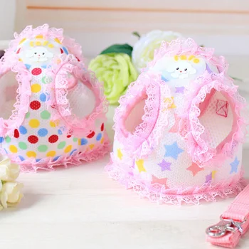 

Pet Products Soft Pet Puppy Control Harness for Dog Cat Mesh Walk Collar Comfort Strap Leash Lace Pink Dog Vest Harness