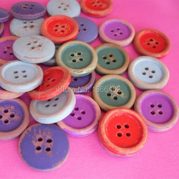 

Wood Sewing Button Scrapbooking Color bread round buckle Two Holes Pattern 20mm Dia,100 PCs 2015 new
