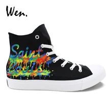 Wen/Женская обувь для мужчин; обувь из вулканизированной кожи; Дизайнерская обувь с ручной росписью в стиле «Город Святого Луи»; Эспадрильи на плоской подошве с перекрестными ремешками