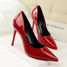 New Autumn Women Thin High-heeled Shoe Pointed Sexy OL Office Single Patent Leather Women High Heels Shoes Shinny G9196-1