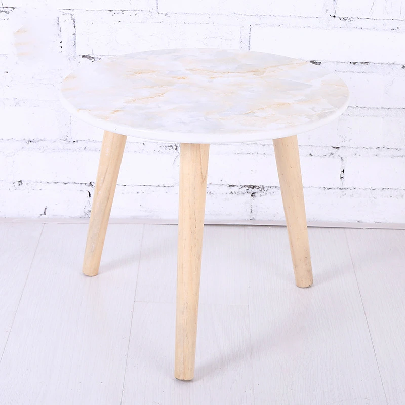 Marble Solid Wood Small Tea Table, Creative Small Round Table, Simple Living Room Sofa Table