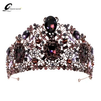 

Barroque Luxury Purple Crown Crystal Wedding Tiaras Bridal Hair Accessories Vintage Crowns Beauty Bridal Hair Vine Headpiece