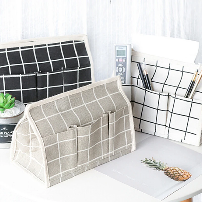 

Linen Tissue Box Home Furnishing Lattice Tissue Box Storage Bag Cloth Sets Paper Towel Hanging Bag Pulling Bag Home Decoration