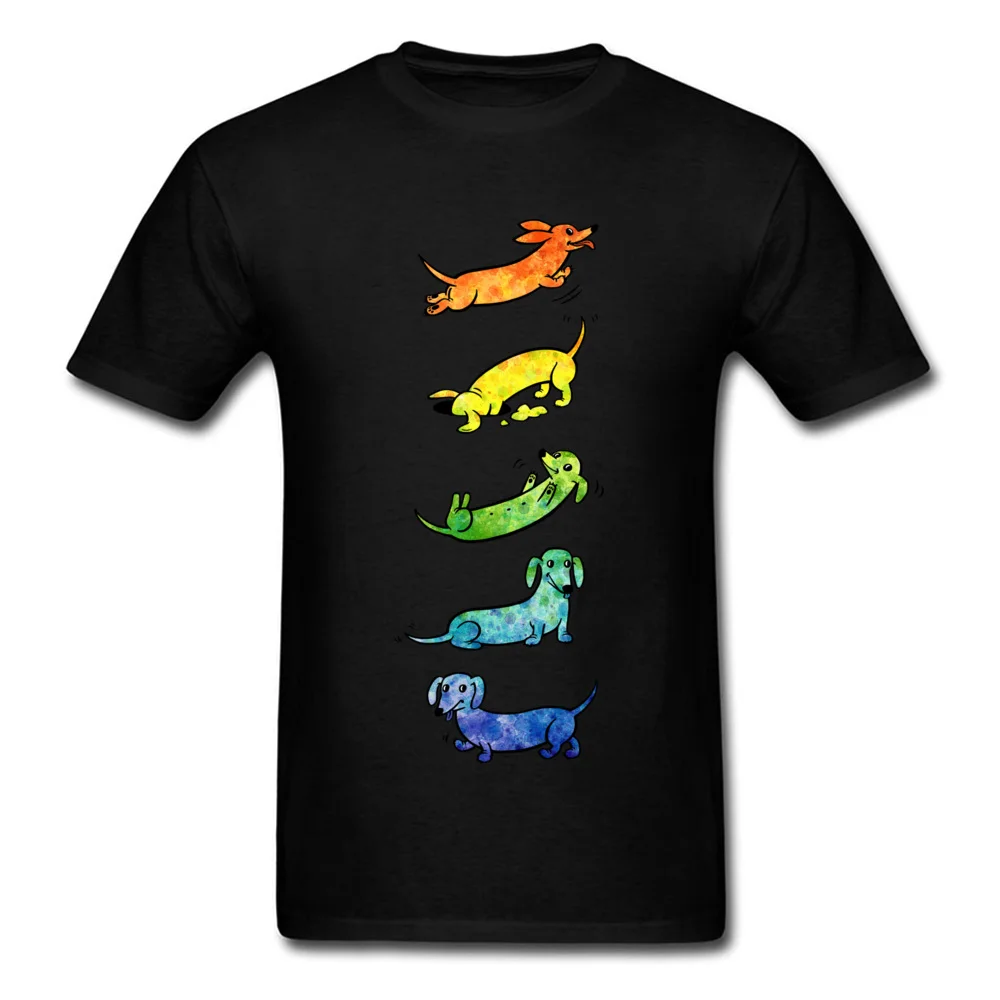 

Funny Watercolor Dachshunds Men T-shirt Cotton Tee Short Sleeve Top Black Fashion Father's Day Custom Shirt Cartoon Dog