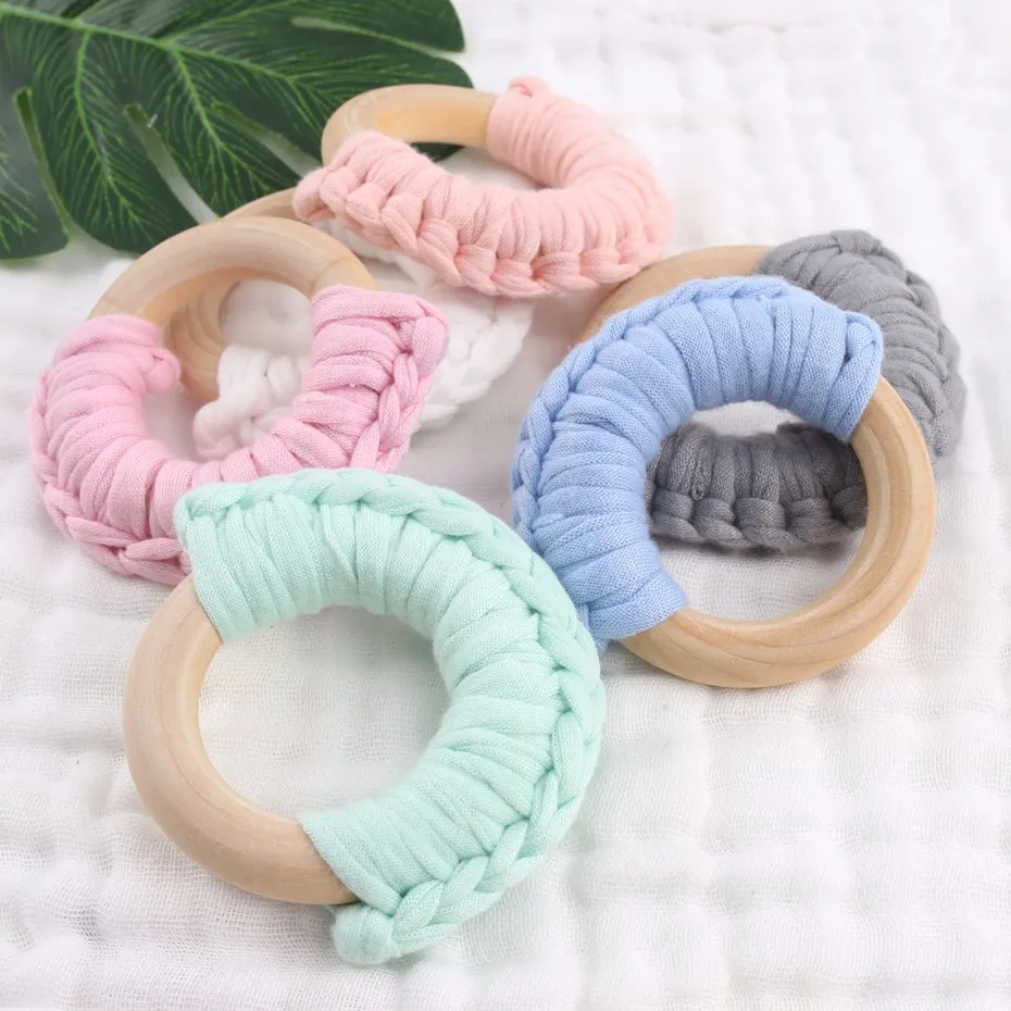 Buy 20pcs Wooden Teething Rings Cotton