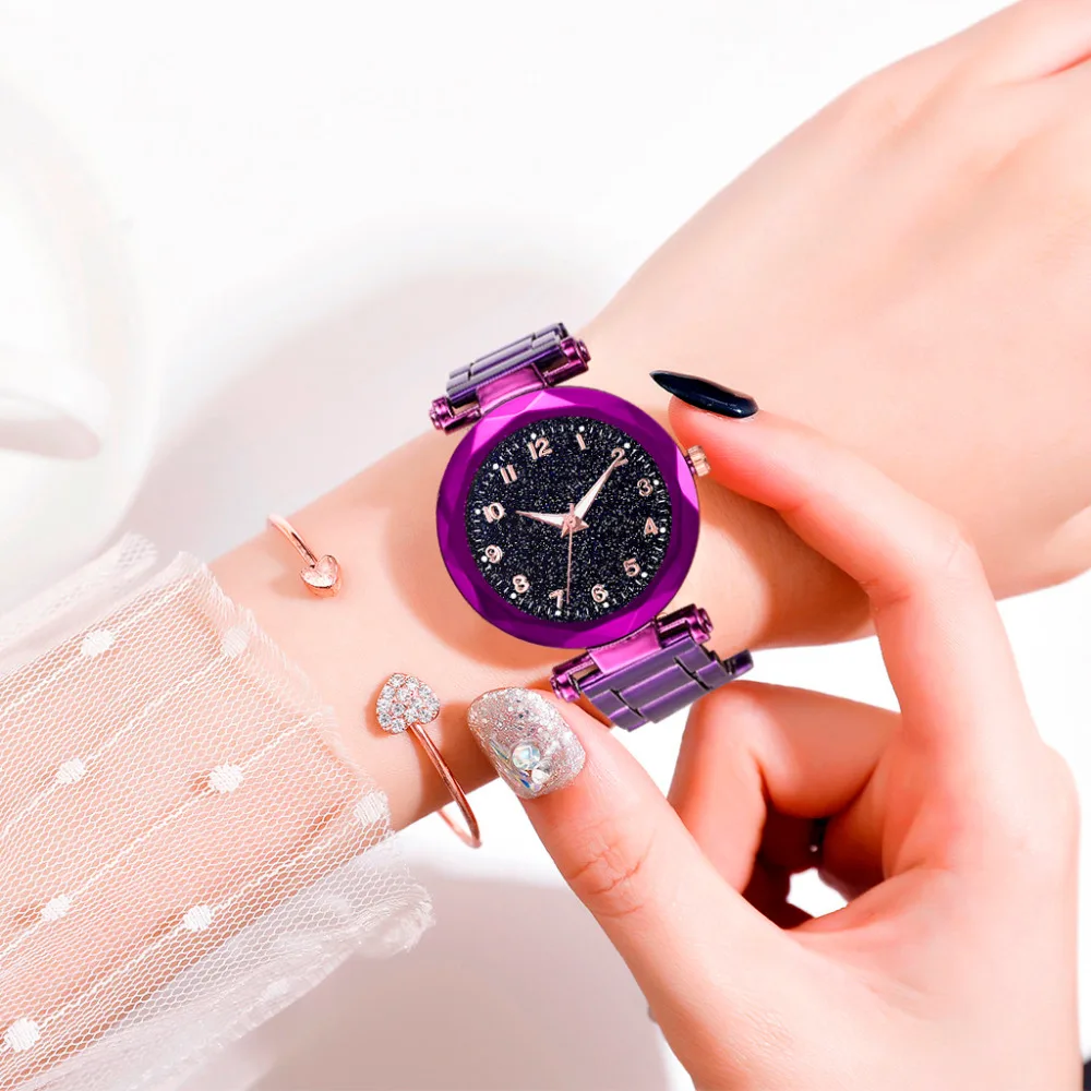 Роскошные Звездное небо часы для женщин часы изысканный маленький циферблат браслет часы дамы кварцевые наручные часы Мода подарок часы Relogio# W