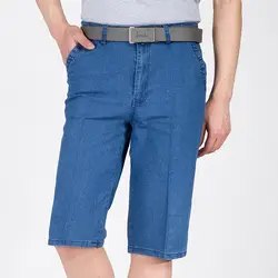 2019 новые модные летние мужские джинсы прямые капри хорошие джинсовые комбинезоны байкерские свободные синие мужские джинсовые короткие