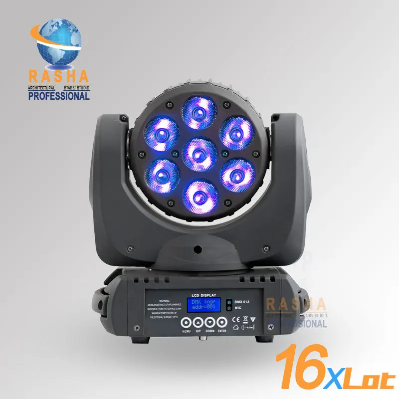 

16X Lot Rasha High Quality 7*12W RGBW 4in1 Cree LED Moving Head Beam Stage Light, tage Moving Head Beam For Event