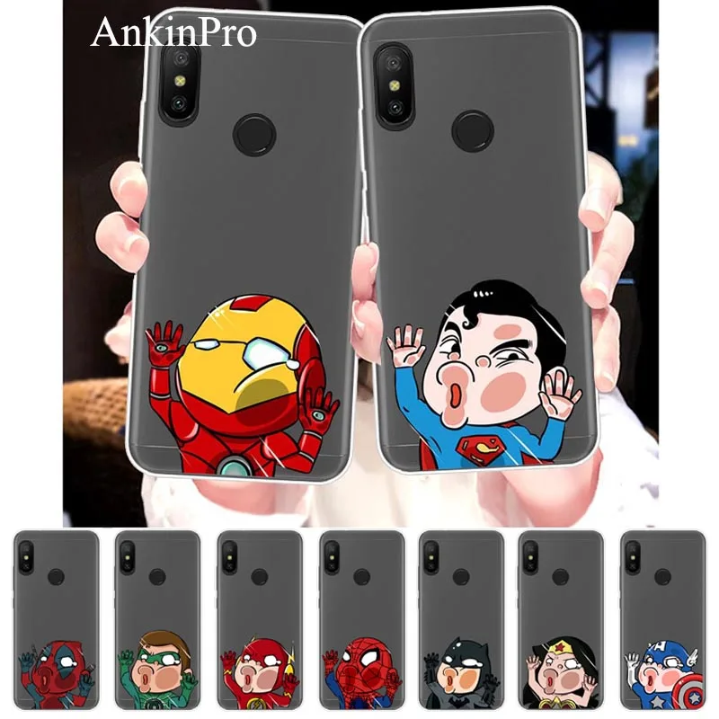 

Funny Silicone Case For XiaoMi RedMi Note 8 7 6 5 5A 4 4X Pro K20 Clear Soft Silicone Phone Back Cases Spider Deadpool Iron Man