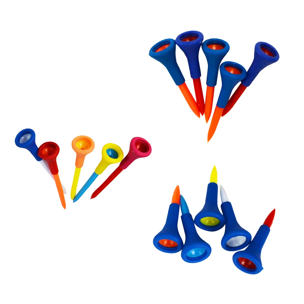 5 Pieces Rubber + Plastic Soft Rubber Cushion Top Golf Tees Accessories Random Color Short Medium Long Random Color
