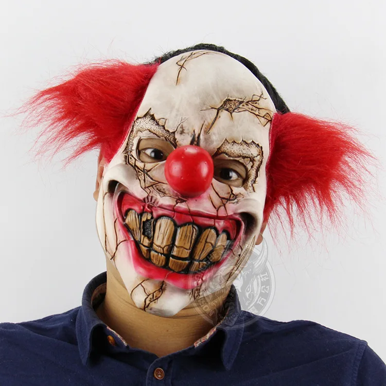 Bad Face Clown Mask Halloween Bar Ball props Latex scary mask | Дом и сад