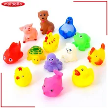 New Hot Sale 13Pcs Cute Soft Rubber Float Sqeeze Sound Baby Wash Bath Play Animals Toys