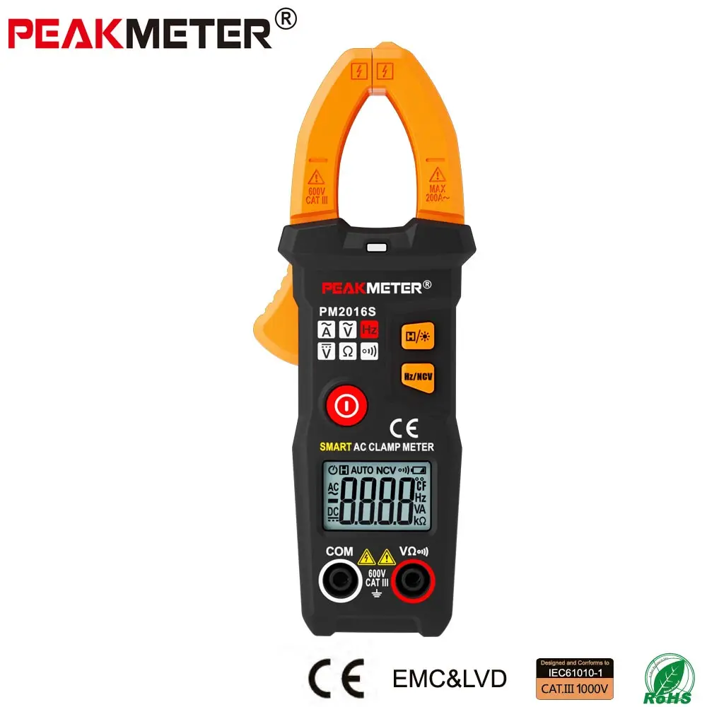 

PM2016S Mini Digital AC Clamp Meter Multimeter with Resistance frequency data hold NCV Voltage Current Resistance tester