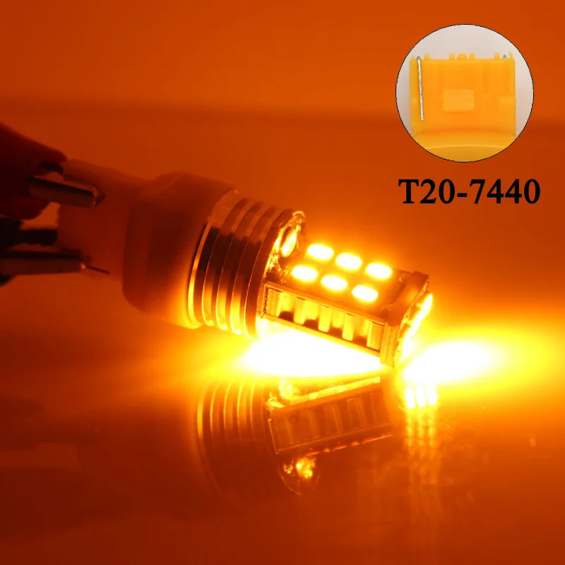 2 шт. 1156 Ba15s P21w Bau15s 15 SMD светодиодный лампы 7506 1141 автоматический тормозной фонарь заднего хода T20 7440 7443 указатель поворота светильник ciihon - Испускаемый цвет: yellow-T20-7440