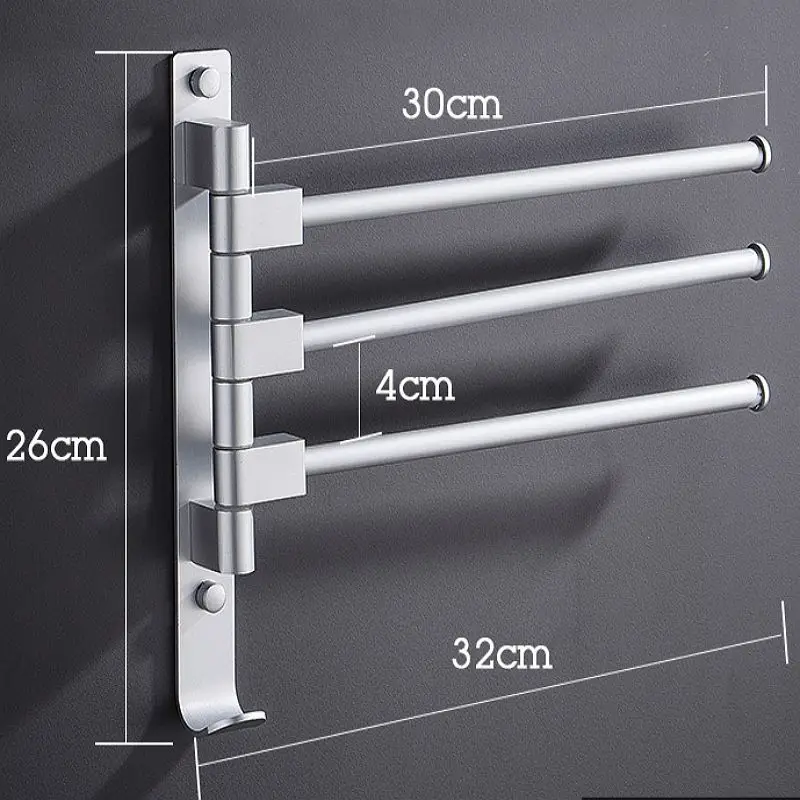Алюминиевая вешалка для полотенец для ногтей с несколькими ручками, вешалка для полотенец с крючками, вешалка для полотенец для ванной комнаты, подвижные Вешалки для полотенец, аксессуары для ванной комнаты - Цвет: 3 bar