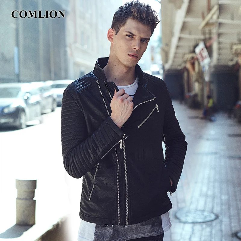 Winter Jacket Men New 2018 Coats Artificial Bomber Jacket Black Men Faux Leather Coats Outerwear Motorcycle Jacket Leather Y18