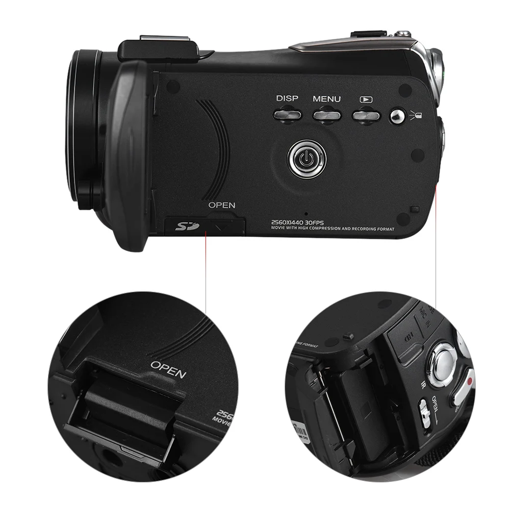 Andoer Профессиональная цифровая видеокамера 4K UHD 24MP Camara Camcorder w/0.39X широкоугольный объектив бленда внешний микрофон