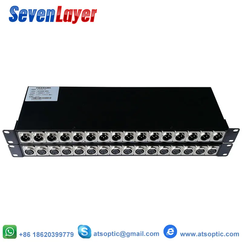16ch Balanced audio to fiber optic Transceiver and Receiver XLR balanced audio over fiber audio Digital fiber media converter