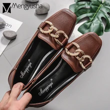 Женские туфли-оксфорды с металлическим украшением; тонкие туфли на плоской подошве; удобная обувь из органической кожи; маленькие кожаные туфли для девочек; лоферы в римском стиле в стиле ретро; Мокасины