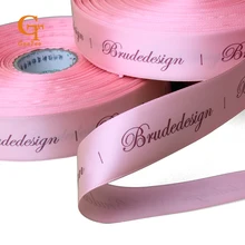 Пользовательский логотип шелковая атласная лента печать, Индивидуальный бренд пучок волос лента/крафт подарочная упаковка лента