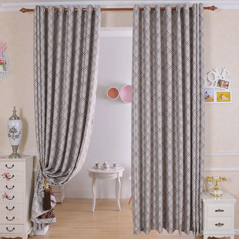 

Simple Classic Curtains for Living Dining Room Bedroom Striped Diagonal Checkered Curtains Double-sided Jacquard Curtains