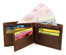Nouveau 100% En Cuir Véritable Court Portefeuilles Mâle Portefeuilles Grande Capacité Bourses Cartes Portefeuille Noir Hommes Sacs À Main 8054