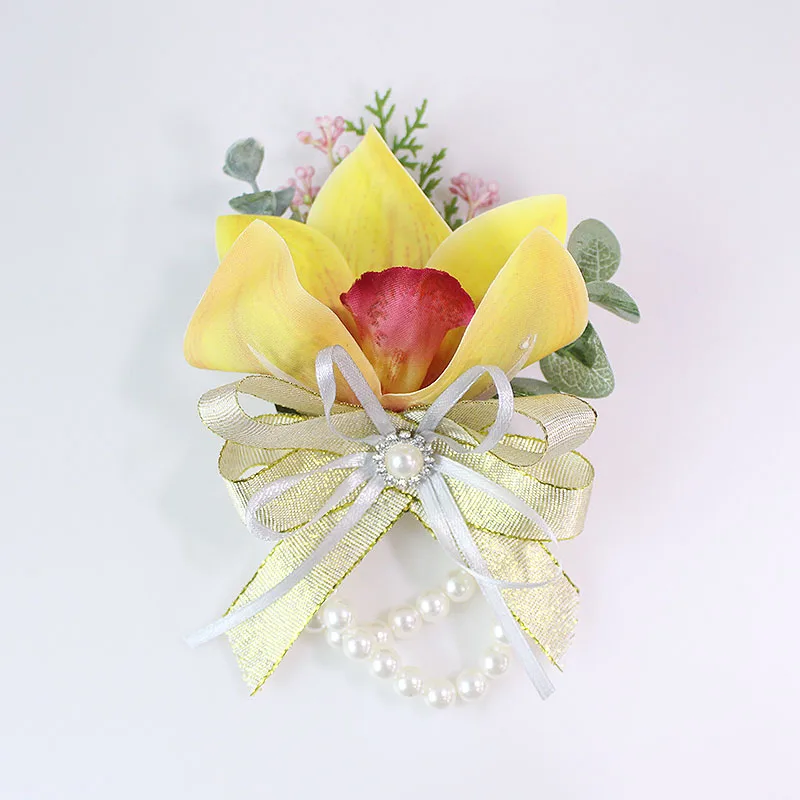 Silk orchid flowers wedding bracelets for bridesmaids  (5)