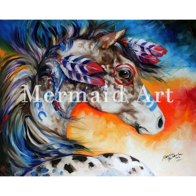 

Hand Painted Abstract Appaloosa Indian War Horse Oil Painting Canvas Wall Decoration Home Wall Living Room Artwork Fine Art