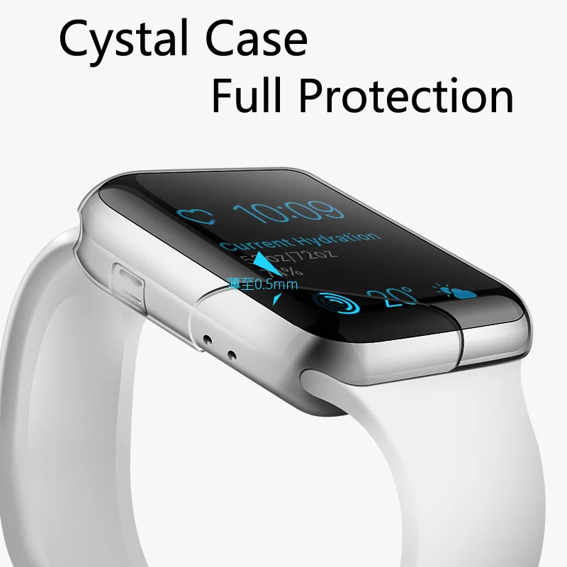 100pcs Crystal Clear PC Full Protection Shell Series4 Case for Apple Watch Series 4 Cover Transparent fundas coque 40mm 44mm