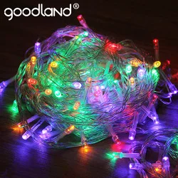 Goodland светодиодный строка светильник 10 м Медный провод Светильник s, украшенное мозаикой из драгоценных камней, 12V Мощность адаптер рождественский год Свадебные украшения светильник