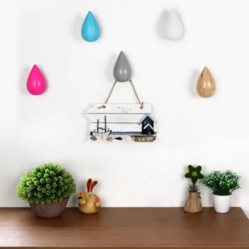 Красочные деревянные вешалка настенная Chic Water Drop Ванная комната двери пальто