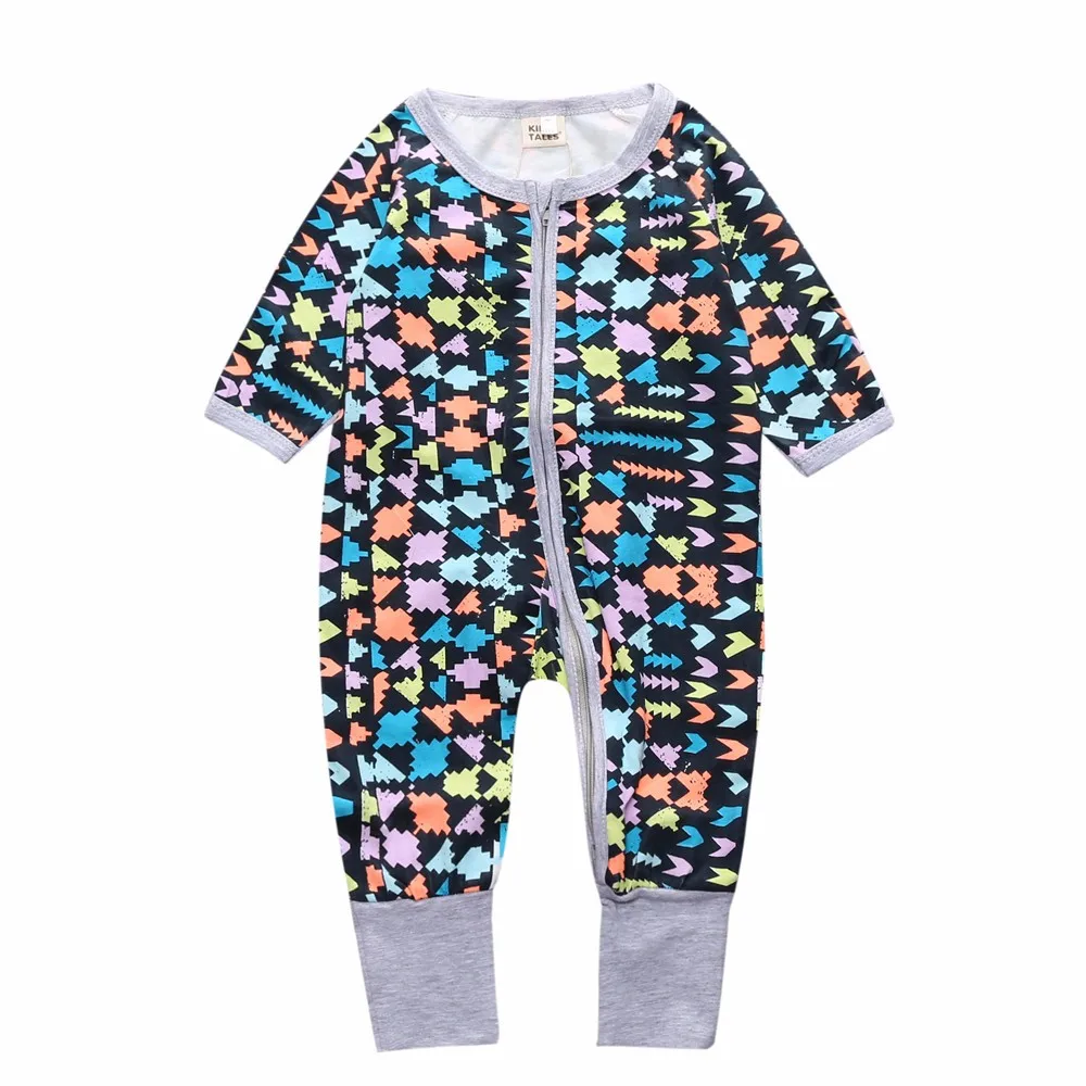 Одежда для новорожденных мальчиков, детские комбинезоны с длинными рукавами и цветочным принтом для маленьких девочек пижамы, Детская одежда для девочек, JP-092