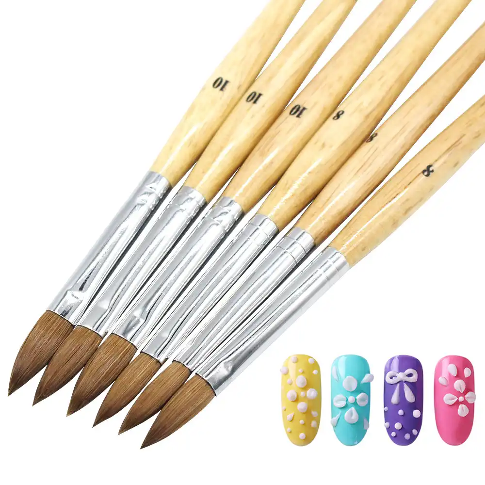 1pc Oval Kolinsky Sable Hair 3d Nail Art Brush Wooden Handle Acrylic Drawing Painting Brush Nail Art Tool 8 10 Paint Brushes Aliexpress